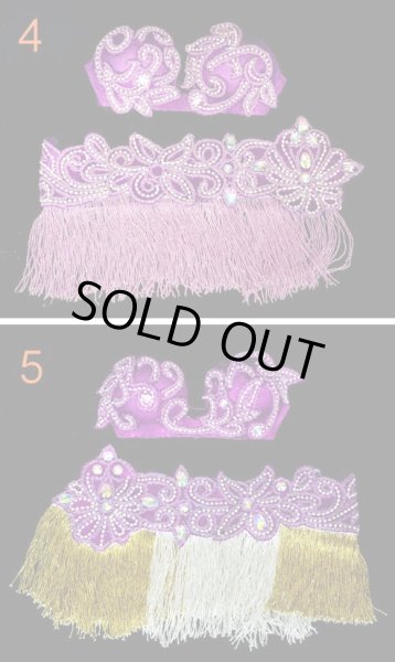 画像3: エジプト製ブラ＆ベルトセット☆ラインストーンアラベスク☆パープル (3)