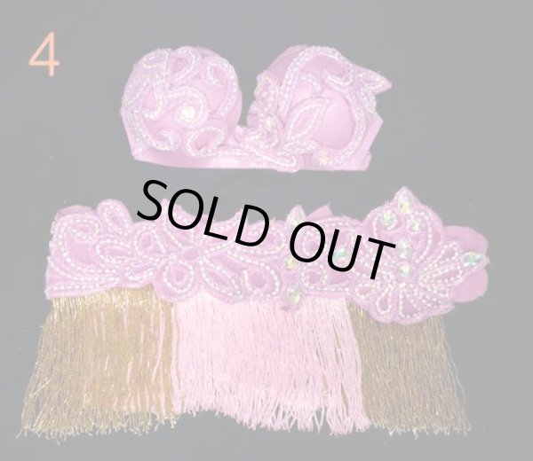 画像3: エジプト製ブラ＆ベルトセット☆ラインストーンアラベスク☆ピンク (3)