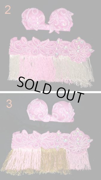 画像2: エジプト製ブラ＆ベルトセット☆ラインストーンアラベスク☆ピンク (2)