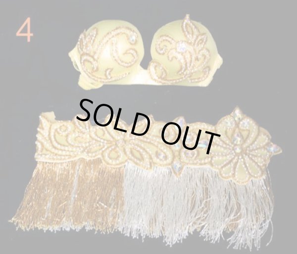 画像3: エジプト製ブラ＆ベルトセット☆ラインストーンアラベスク☆イエロー (3)