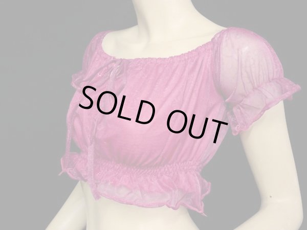 画像2: ストレッチチョリ☆シャイニーパフスリーブ☆チェリーピンク (2)
