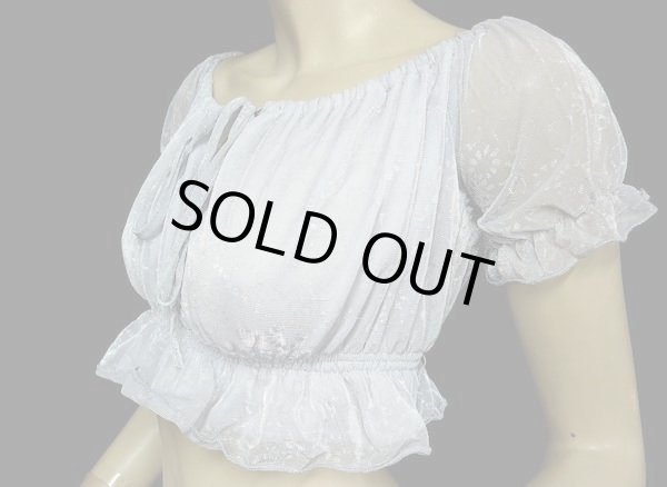 画像2: ストレッチチョリ☆シャイニーパフスリーブ☆シルバーグレイ (2)