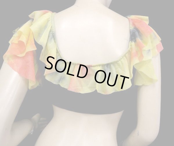 画像2: ストレッチチョリ☆フリルドキューティショートスリーブ☆ブラック×カリビアンイエロー (2)