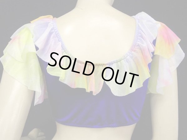 画像2: ストレッチチョリ☆フリルドキューティショートスリーブ☆ロイヤルブルー×パステルウォーム (2)