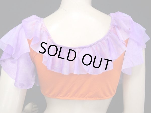 画像2: ストレッチチョリ☆フリルドキューティショートスリーブ☆オレンジ×ミスティックパープル (2)