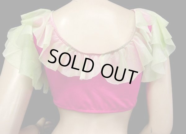 画像2: ストレッチチョリ☆フリルドキューティショートスリーブ☆フューシャピンク×フレッシュライム (2)