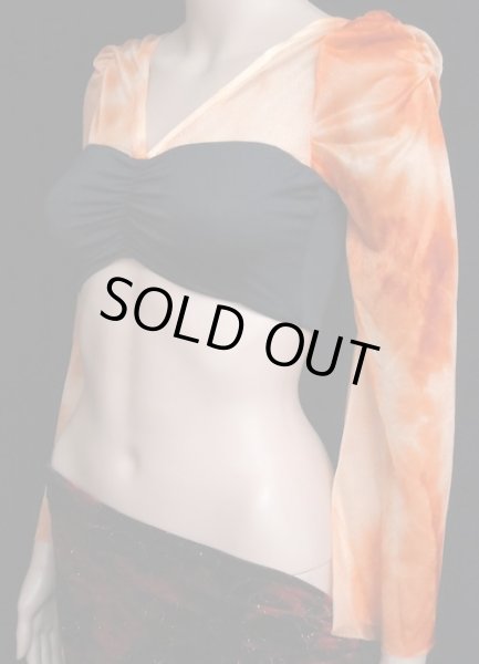 画像2: ストレッチチョリ☆タイダイパフショルダー☆オレンジ (2)