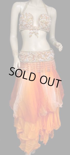 画像2: エジプト製ブラ&ベルトセット☆ビーズビジューボックス☆オレンジ (2)