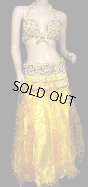 画像2: エジプト製ブラ&ベルトセット☆ビーズビジューボックス☆イエロー (2)