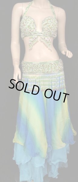 画像2: エジプト製ブラ＆ベルトセット☆ビーズビジューボックス☆ライム (2)