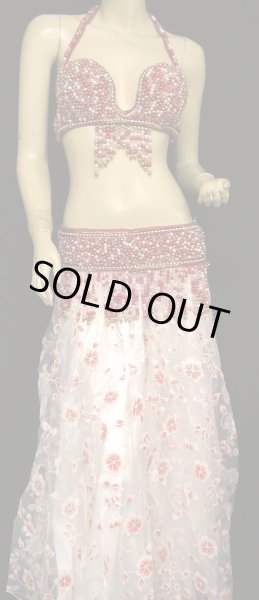 画像3: エジプト製ブラ&ベルトセット☆ビーズビジューボックス☆レッド (3)