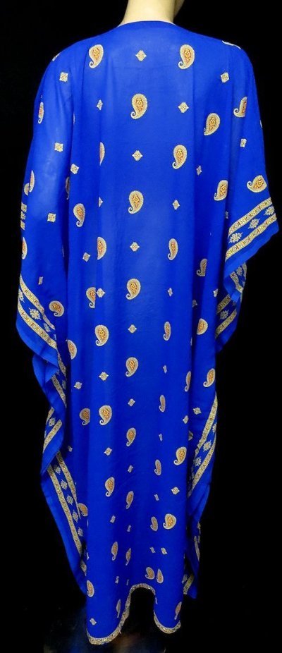 画像1: エジプト製カフタンハリジドレス☆コバルトブルー