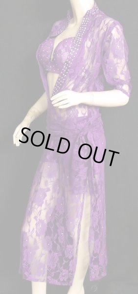 画像2: エジプト製ロマンティックレースバラディドレス☆パープル☆ (2)