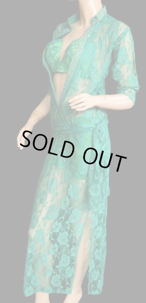 画像2: エジプト製ロマンティックレースバラディドレス☆グリーン☆ (2)