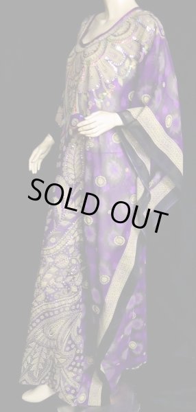 画像2: ❤HANAN❤カフタンハリジドレス☆パープルグレイドット (2)