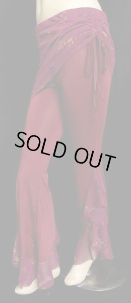 画像2: ♥HANAN/ハナン♥ヒップスカーフストレッチパンツ☆エンジ×フラワー☆ (2)