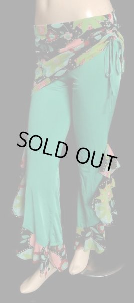 画像2: ♥HANAN/ハナン♥ヒップスカーフストレッチパンツ☆エメラルド×フラワー☆ (2)