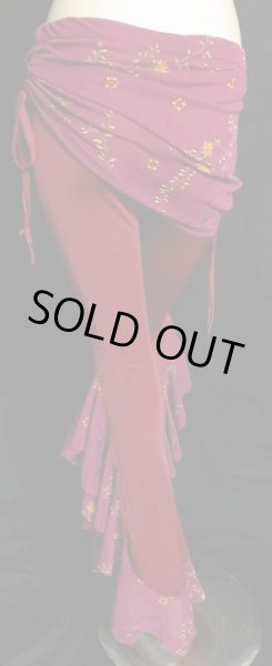 画像3: ♥HANAN/ハナン♥ヒップスカーフストレッチパンツ☆エンジ×フラワー☆ (3)