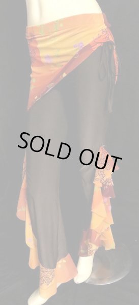 画像2: ♥HANAN/ハナン♥ヒップスカーフストレッチパンツ☆ダークブラウン×フラワー☆ (2)