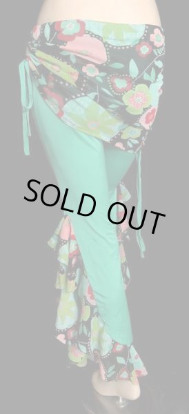 画像3: ♥HANAN/ハナン♥ヒップスカーフストレッチパンツ☆エメラルド×フラワー☆ (3)