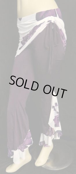 画像2: ♥HANAN/ハナン♥ヒップスカーフストレッチパンツ☆ダークパープル×フラワー☆ (2)