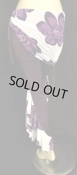 画像3: ♥HANAN/ハナン♥ヒップスカーフストレッチパンツ☆ダークパープル×フラワー☆ (3)