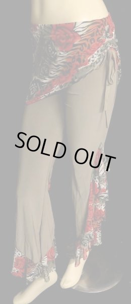 画像2: ♥HANAN/ハナン♥ヒップスカーフストレッチパンツ☆モカ×フラワー☆ (2)