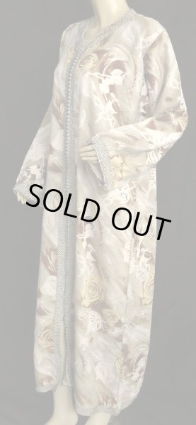 画像2: モロッコのカフタン☆シックブラウンフラワー☆ (2)