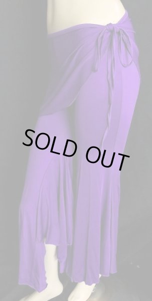 画像2: ヒップスカーフ付きストレッチパンツ☆パープル (2)