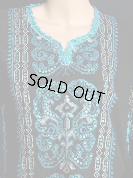 画像2: エジプトサッジャーダガラベーヤ☆トルコワーズ☆ (2)