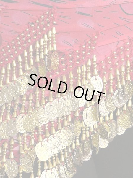 画像2: エジプト製ヒップスカーフ☆ウォームランダムプリントゴールド☆ (2)