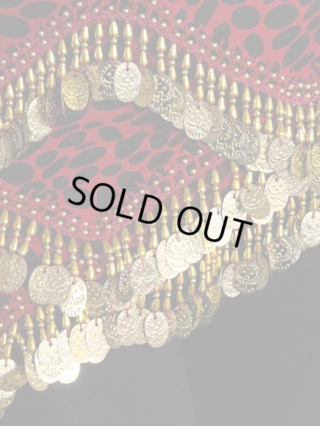 画像2: エジプト製ヒップスカーフ☆レッドブラックドットII☆ (2)