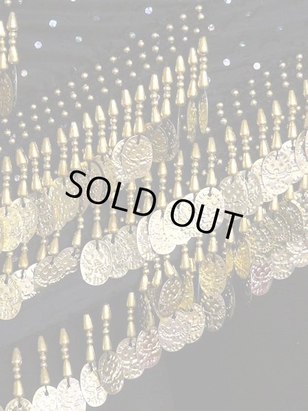 画像2: エジプト製ヒップスカーフ☆ラメウェーブブロダリー☆ブラックゴールド (2)