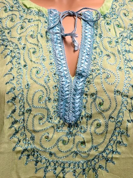 画像2: モロッコのバルーンチュニック☆ミントグリーン✕スカイブルー☆ (2)