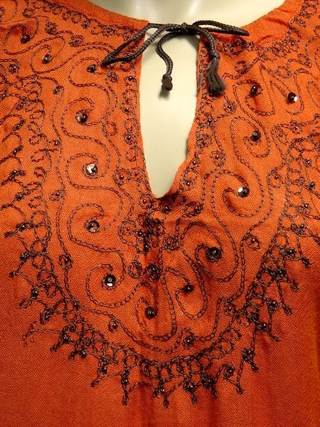 画像2: モロッコのバルーンチュニック☆オレンジ✕ブラウン☆ (2)
