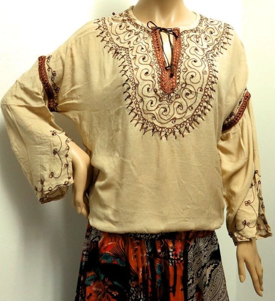 画像1: モロッコのバルーンチュニック☆モカ✕ブラウン☆ (1)