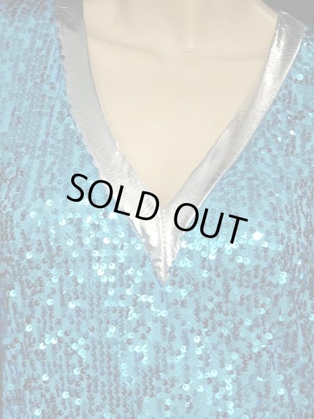 画像3: エジプト製スパンコールサイディドレス☆スカイブルー☆ (3)