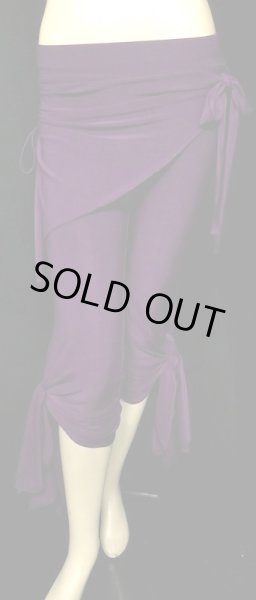 画像2: スカーフのついたフレアストレッチパンツ☆パープル☆ (2)