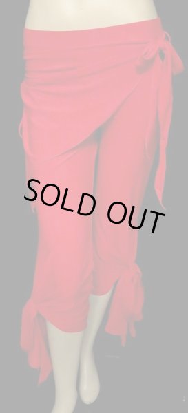 画像2: スカーフのついたフレアストレッチパンツ☆レッド☆ (2)