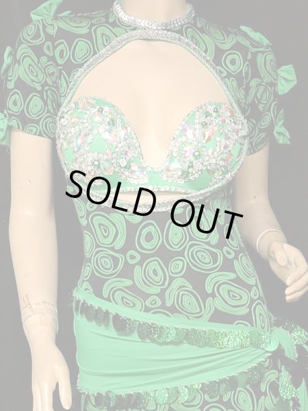 画像2: ♥HANAN/ハナン♥ショートスリーブバラディドレス☆blackgreenripple☆ (2)