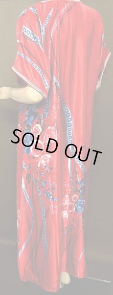 画像3: モロッコのガラベーヤ☆レッドブルーフラワー☆ (3)