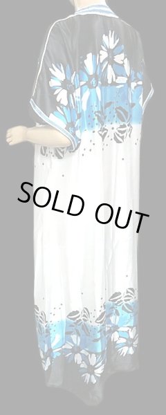 画像3: モロッコのガラベーヤ☆ブラックブルーフラワー☆ (3)