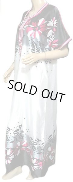 画像2: モロッコのガラベーヤ☆ブラックルージュフラワー☆ (2)