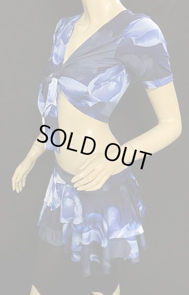 画像2: エジプト製ストレッチチョリ&ヒップスカーフ☆ブルーローズ☆ (2)