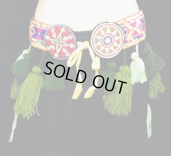 画像2: トライバルタッセルベルト☆モスグリーンI☆ (2)