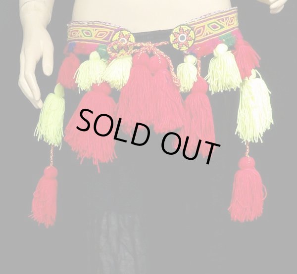 画像2: トライバルタッセルベルト☆レッド＆ネオンイエロー☆ (2)