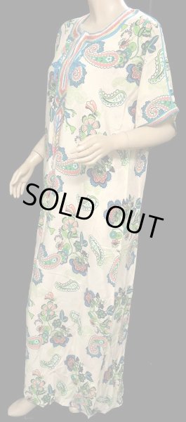 画像2: モロッコのガラベーヤ☆ブライトペイズリーフラワー☆ (2)