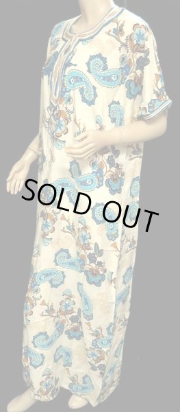 画像2: モロッコのガラベーヤ☆クールペイズリーフラワー☆ (2)