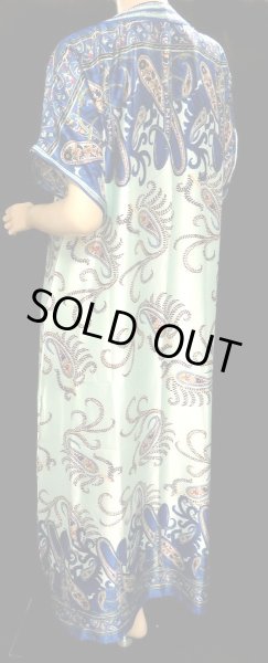 画像3: モロッコのガラベーヤ☆ブルーエメラルドペイズリー☆ (3)