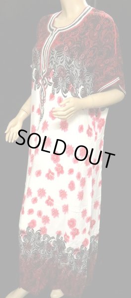 画像2: モロッコのガラベーヤ☆ダークレッドレースフラワー☆ (2)